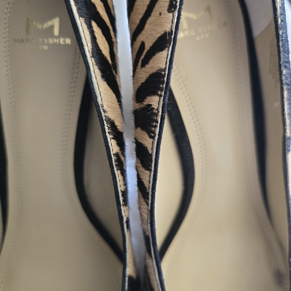 Marc Fisher Black and Tan Animal Print Heels - Picture 6 of 7